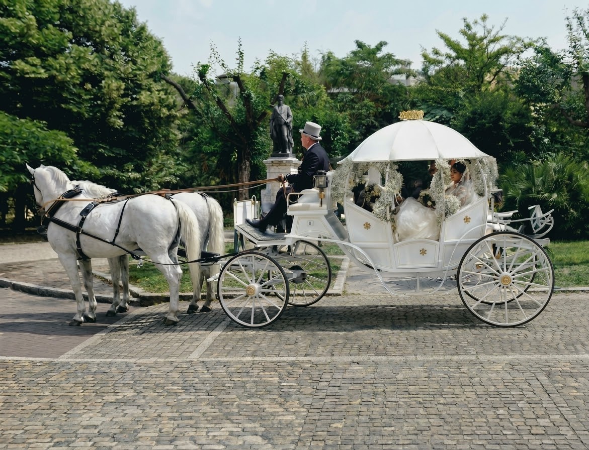 Carrozza per un ingresso degli sposi elegante