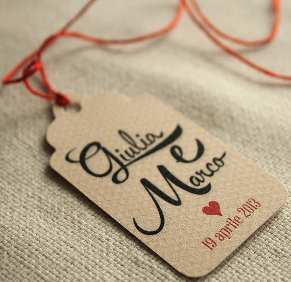 Tag personalizzato per allestimento matrimonio